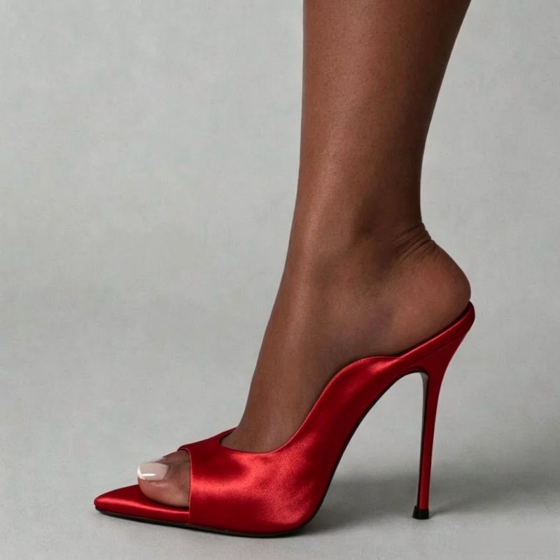 Slip Dress Satin - Sapatos de Salto Alto MKKHOU Fashion,