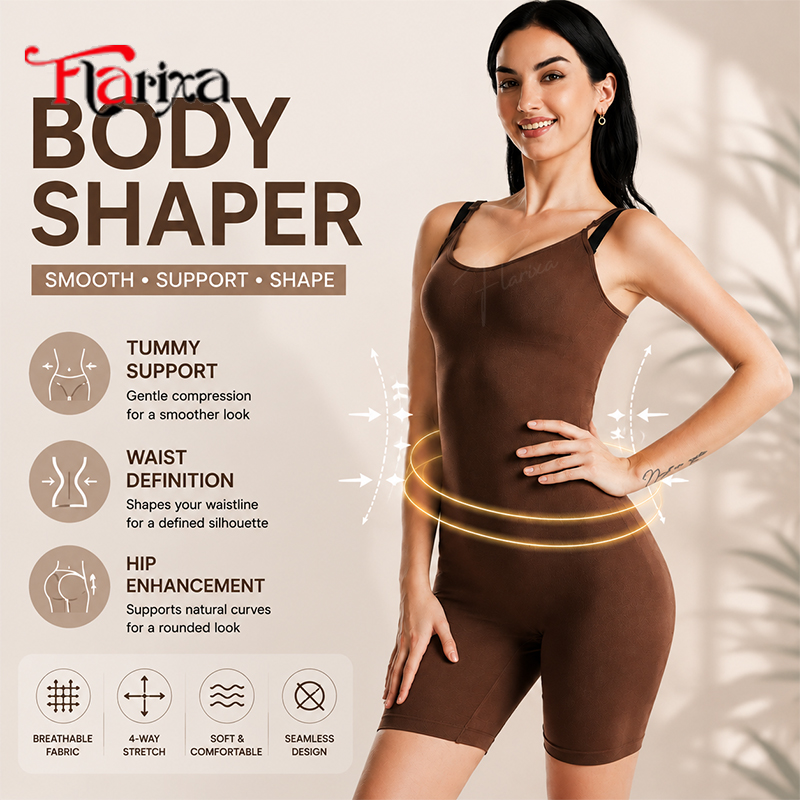 Shapewear Bodysuit Firm - Flarixa Body Shaper Sem Costura para