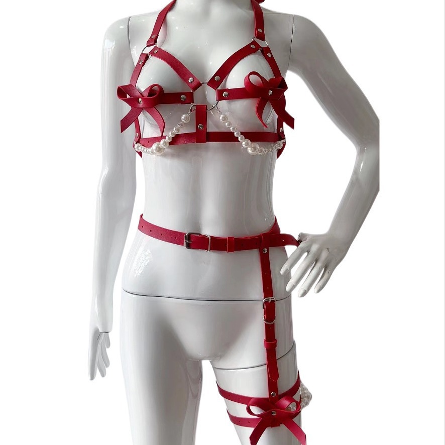 Garter Belt Set - Arnês de couro sexy feminino conjunto
