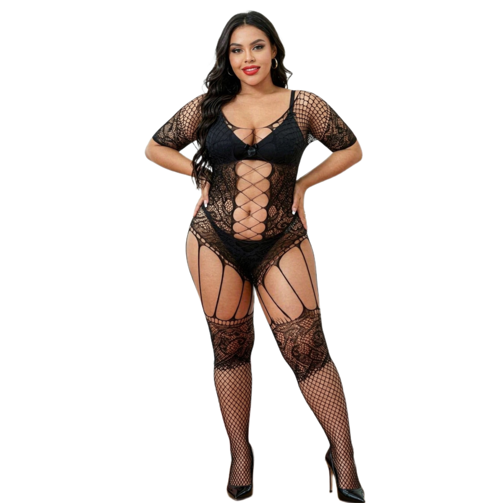 Bodystocking Fishnet - Novos Bodystockings Plus Size para Mulheres,