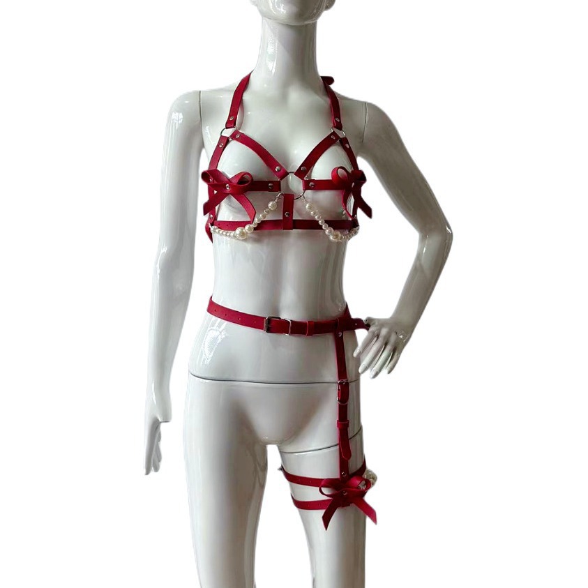 Arnês de couro sexy feminino c - Garter Belt Set avaliação e preço