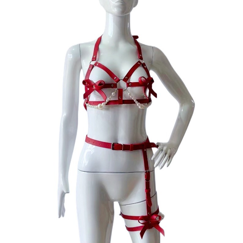 Arnês de couro sexy feminino c - Garter Belt Set avaliação e preço