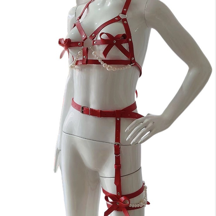Arnês de couro sexy feminino c - Garter Belt Set avaliação e preço